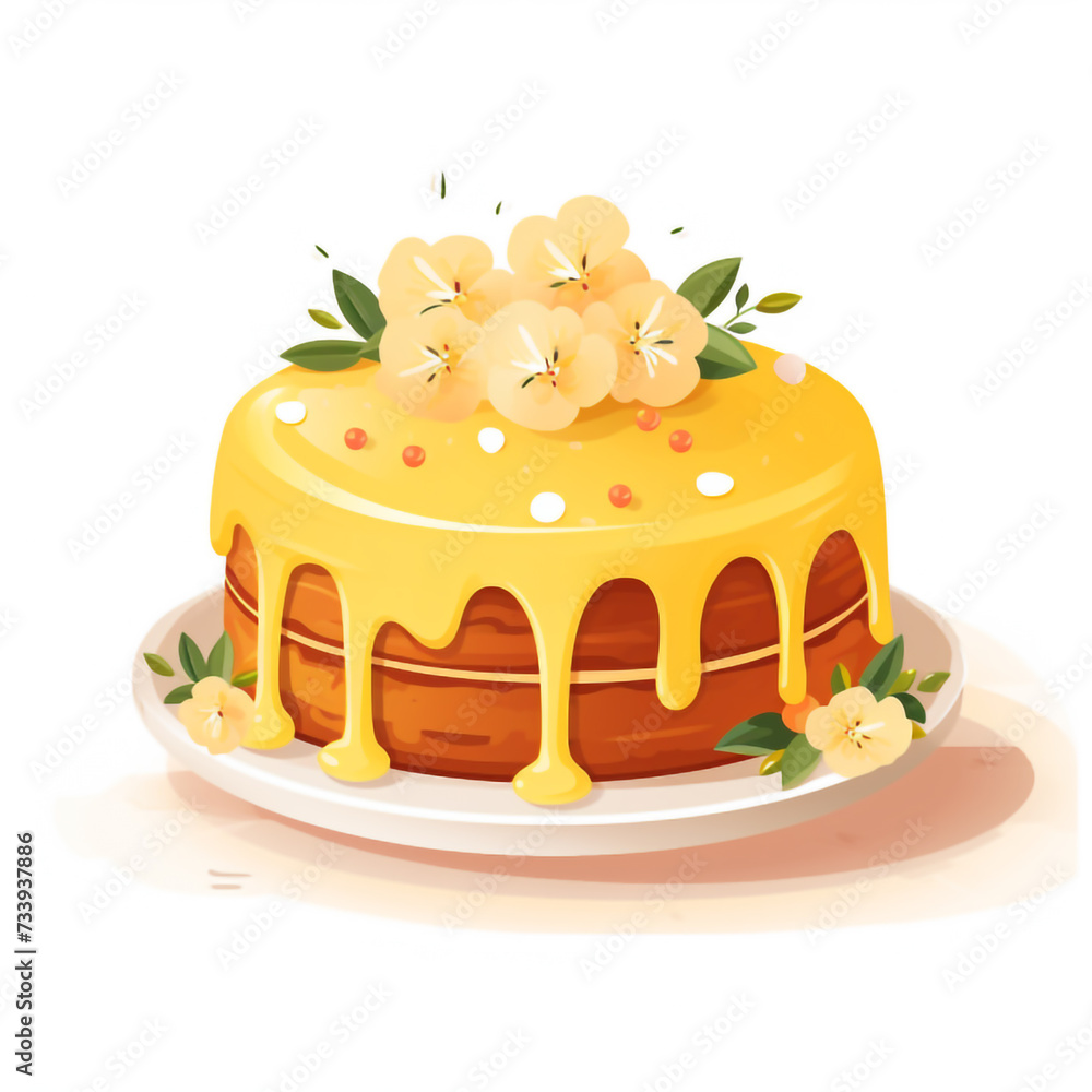 Illustration of a pie with floral decoration. Illustration. An illustration of artificial intelligence. Illustration of a pie with floral decoration. Illustration. An illustration of artificial intelligence.
