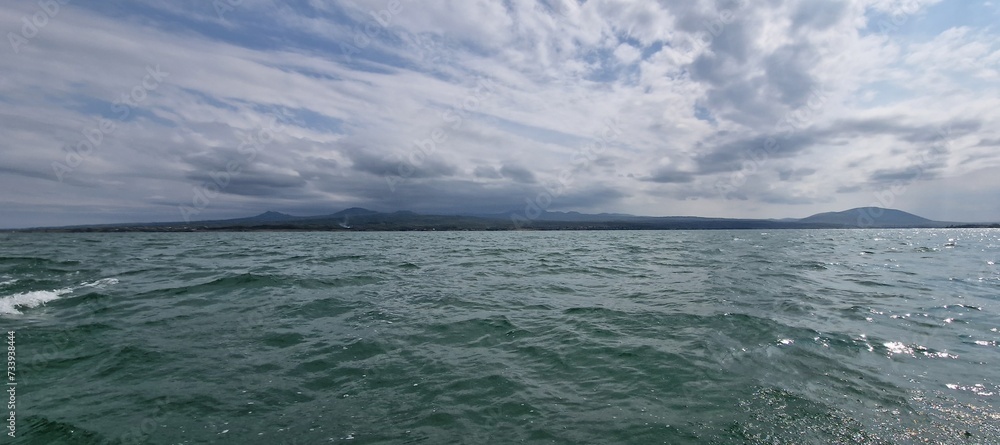 lake sevan armenia and wavy water surface stormy weather
