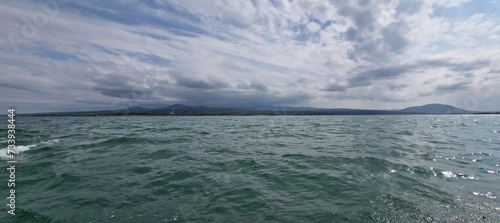 Fototapeta Naklejka Na Ścianę i Meble -  lake sevan armenia and wavy water surface stormy weather
