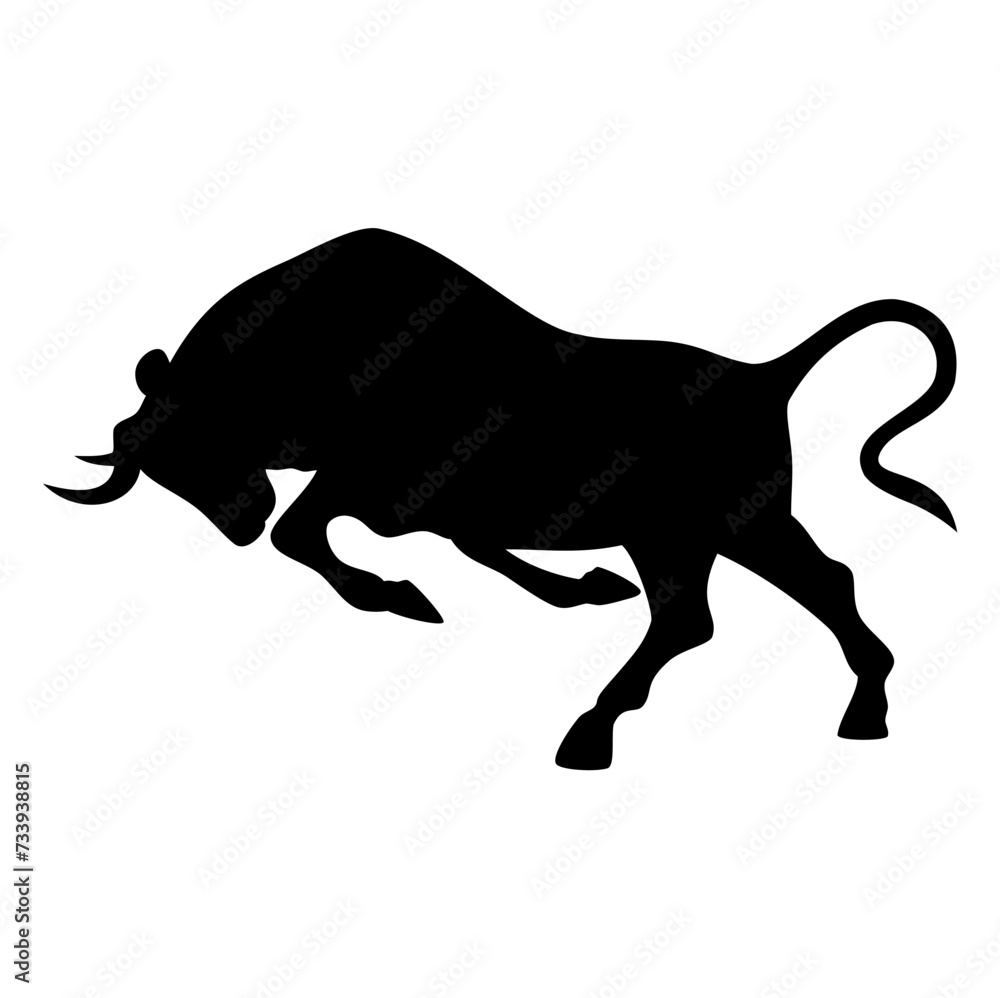 Bison bull silhouette. Vector image