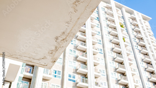 Damage caused by damp on a wall in condominium. Background.