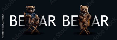 Artistic Vision Embodied in Stylized Bears Sitting on Director’s Chairs, Representing a Unique Conceptual