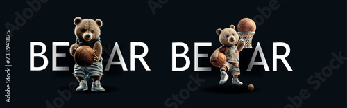 Teddy Bears in Action: A Detailed Vector Illustration of Adorable Teddy Bears Engaged in a Fun Basketball