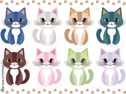 ポップでかわいい猫8種セット