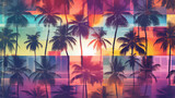 Abstract Tropical Palm Tree Pattern with Colorful Background