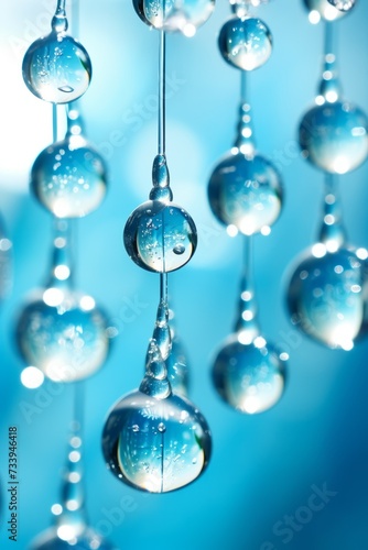 glass beads hanging with water drops