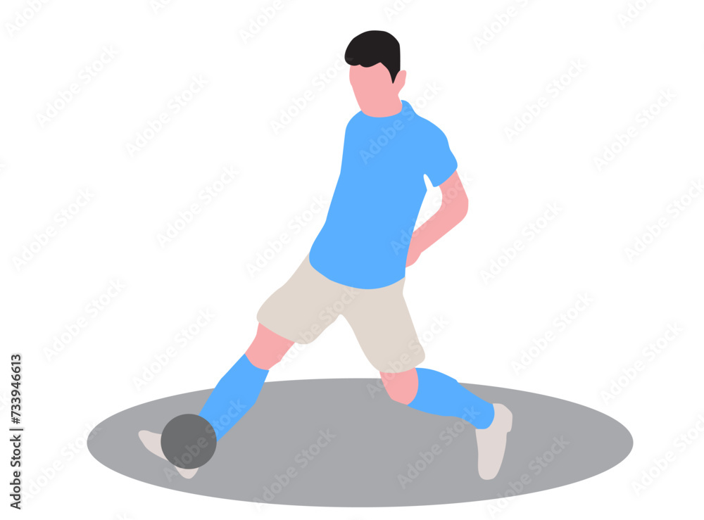 Obraz premium Male football player hits the ball on the field