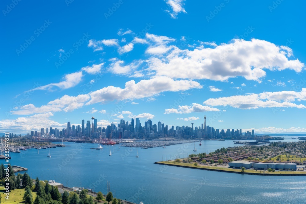 A Breathtaking Panoramic View of Seattle's Skyline and Waterfront