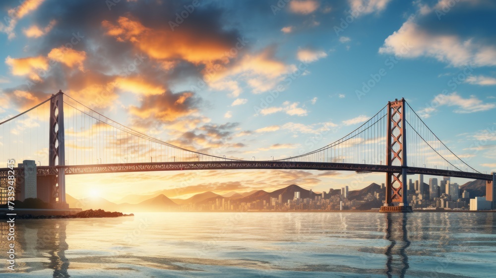 Obraz premium San Francisco Bay Bridge at sunset