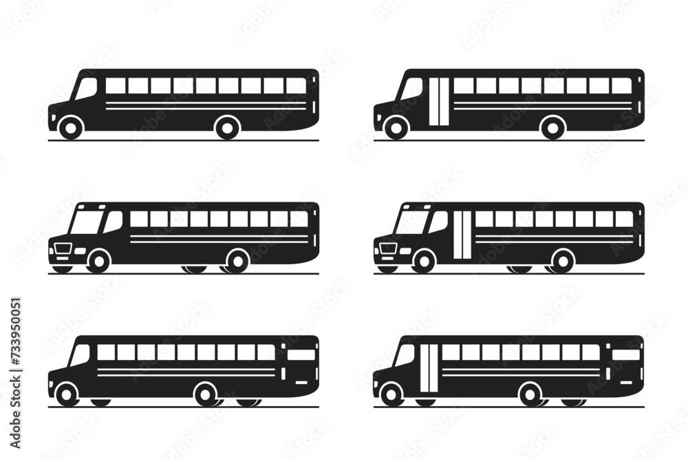 School bus in different view – vector illustration School bus in different view – vector illustration