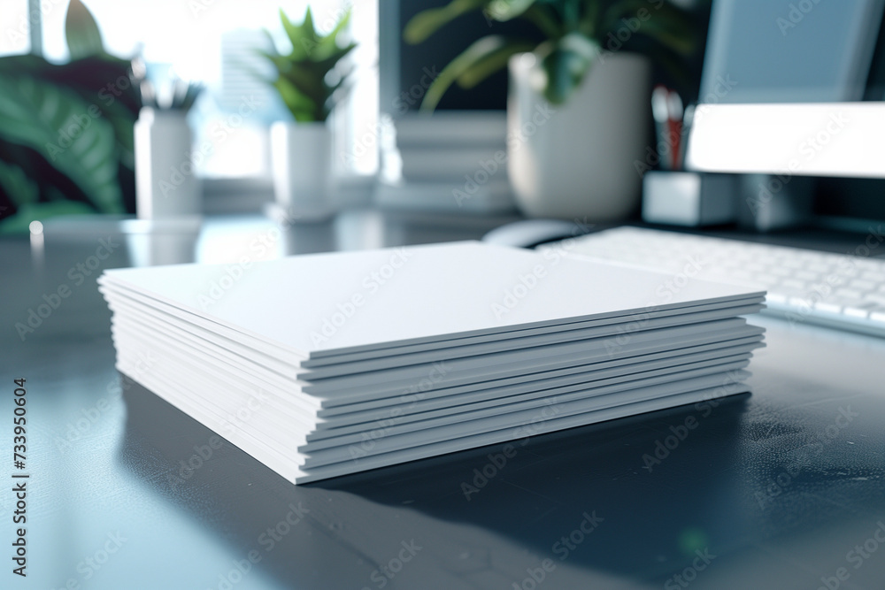 Stack of leaflet mockups on a minimalist desk setup with clean lines ...