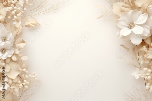 wedding background with flowers, place for text, delicate tones, aesthetic © Olga