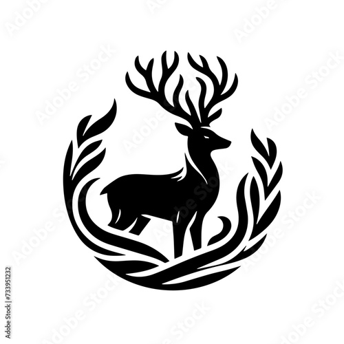 Clean Deer logo silhouette on white background 