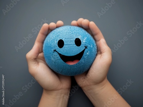 happy smiley face with hands