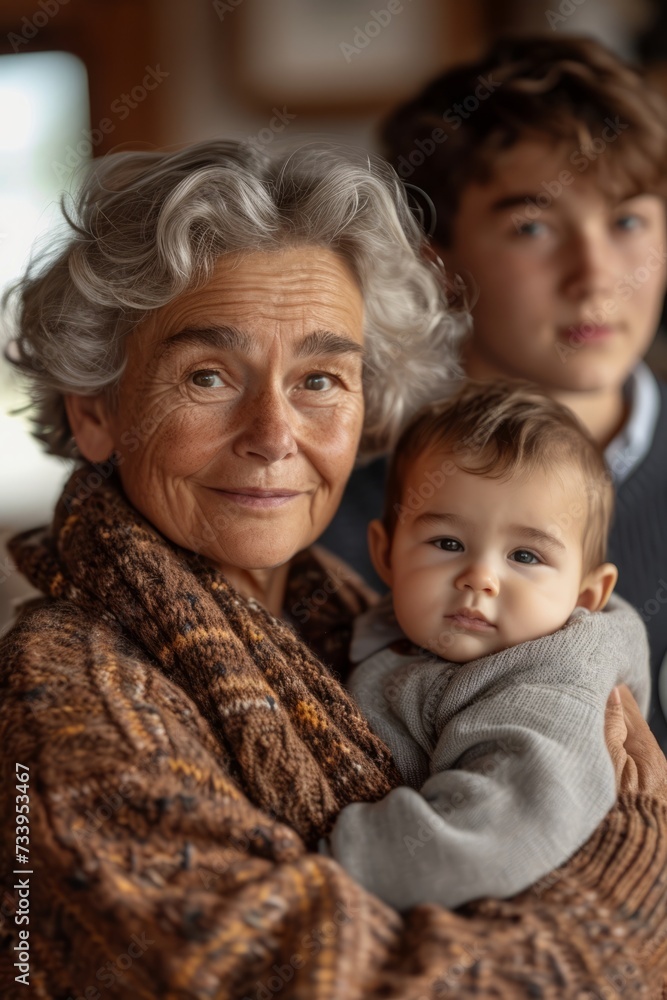 A happy grandmother spends quality time with her grandchildren, embracing the love and joy of family bonds through cherished moments and laughter-filled activities.
