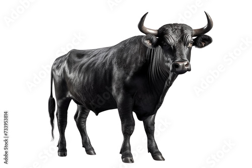 Black bull cow on transparent background PNG image