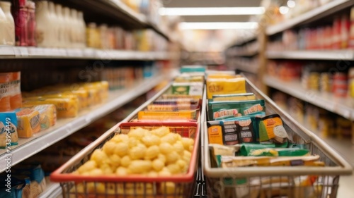 Supermarket shelves with various designs