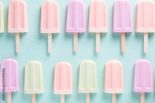 Tasty and juicy ice cream sticks on a pastel background