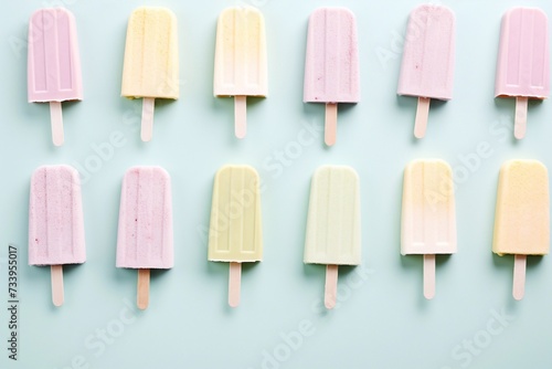 Tasty and juicy ice cream sticks on a pastel background