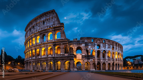 Historic Colosseum in Rome at Twilight