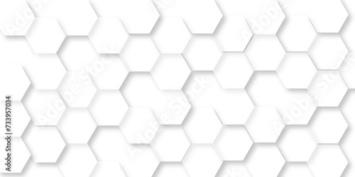 Fototapeta Naklejka Na Ścianę i Meble -  Abstract background with hexagonal geometric hexagon polygonal pattern background. 3d seamless bright white web cell and triangle abstract honeycomb background. white and gray backdrop wallpaper.
