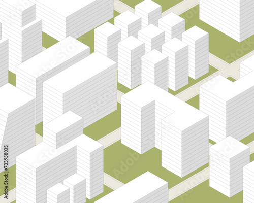 isometric city outline architecture cityscape urban building modern illustration vector.