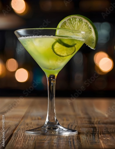 cocktail with lime HD 8K wallpaper Stock Photographic Image Generative AI