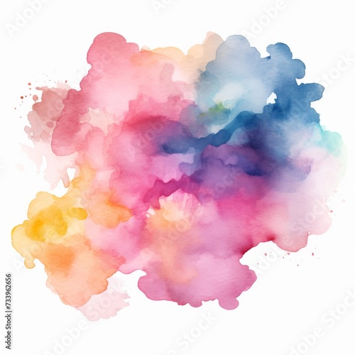 Abstract colorful rainbow color painting texture - Frame made of watercolor splashes, isolated on white square background