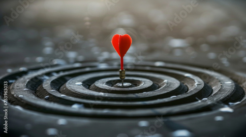 red dart hitting the center of bulls eye
