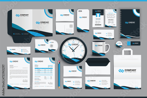 Corporate business stationery template design set with brand identity package