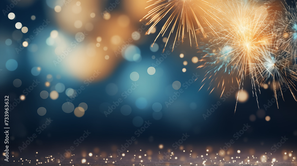 Fototapeta premium Blurred Fireworks Bokeh and Light background.