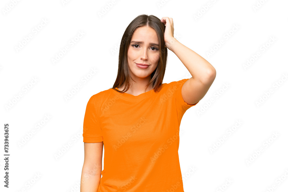 Young pretty caucasian woman over isolated background with an expression of frustration and not understanding Young pretty caucasian woman over isolated background with an expression of frustration and not understanding