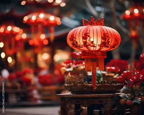Chinese New Year lanterns at a temple