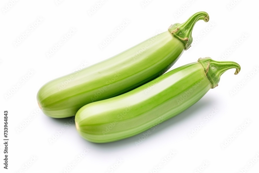 Delicious green eggplants isolated on white background, including clipping path Delicious green eggplants isolated on white background, including clipping path