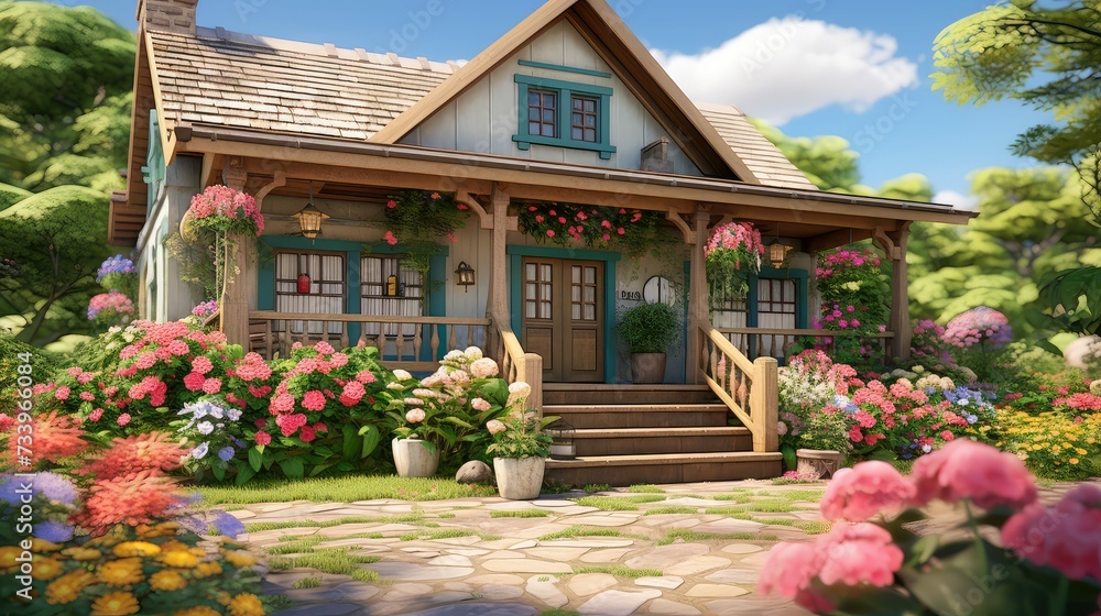 Fototapeta premium cottage cozy house exterior