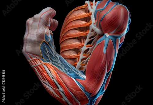 Extensor carpi ulnaris Muscle Anatomy For Medical Concept 3D. Generative AI photo