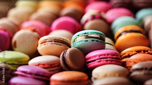 Captivating close-up of a French macaron assortment