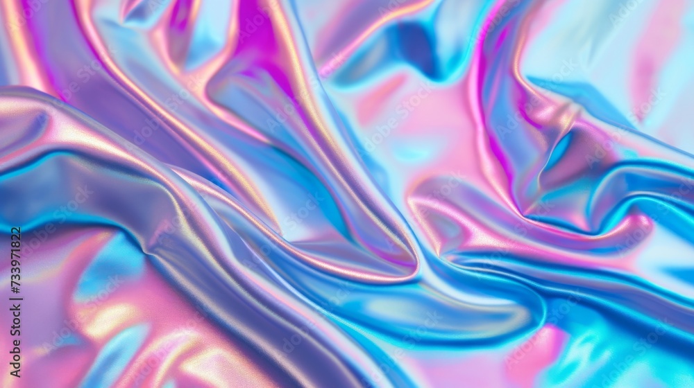 Blurred Holography abstract background in blue pink colors. Holographic color wrinkled pearlescent foil. Holographic iridescent rainbow fabric abstract background Blurred Holography abstract background in blue pink colors. Holographic color wrinkled pearlescent foil. Holographic iridescent rainbow fabric abstract background