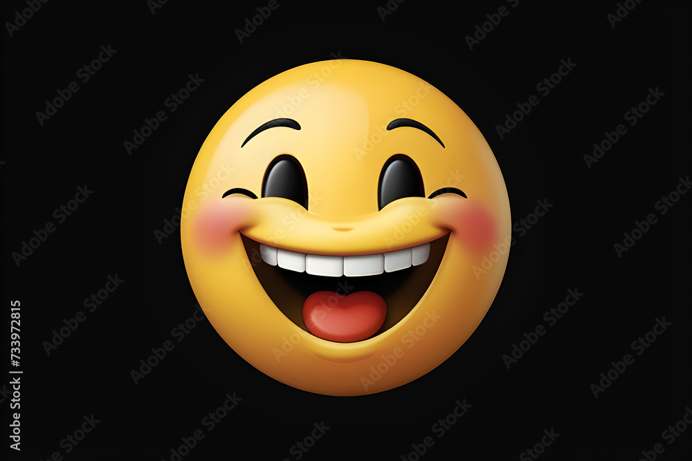 Fototapeta premium detailed image of a happy emoji isolated on a black background