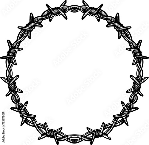 Circle barbed wire handrawing illustration vector graphic