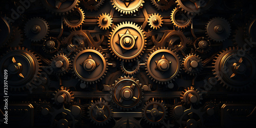 Mechanical Gears and Cogs Background: Machinery Concept,Machinery Gear Background: Industrial Mechanical Design photo