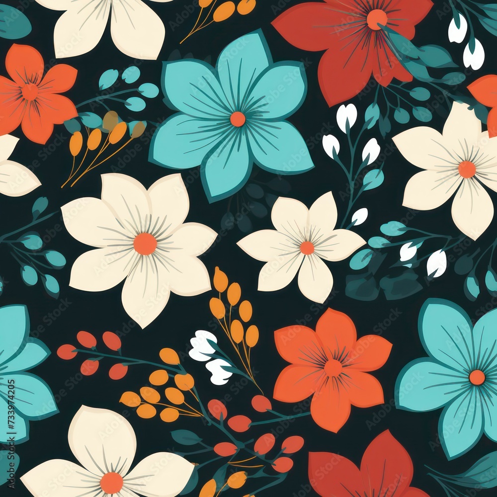Seamless retro flowers pattern background Seamless retro flowers pattern background