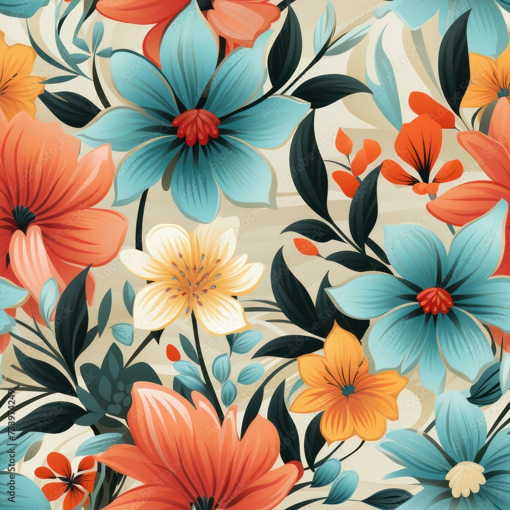 Seamless retro flowers pattern background Seamless retro flowers pattern background