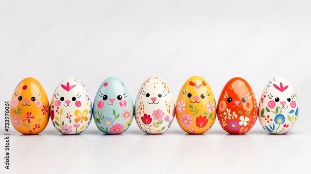 Classic Easter background with eggs and flowers