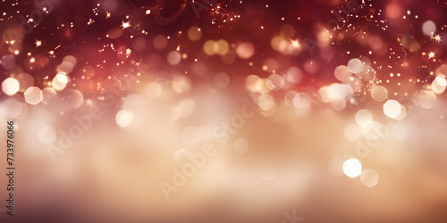 A pink and gold background with a gold glitter texture Red Christmas,birthday,valentine,new year, bokeh Background with Golden Glitter Ai Generative