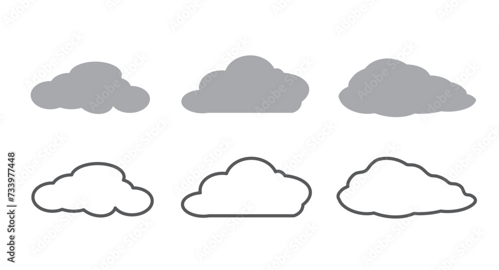 Cloud icon set icon isolated on white background. Thin Line Cloud Icons. Vector illustration Cloud icon set icon isolated on white background. Thin Line Cloud Icons. Vector illustration