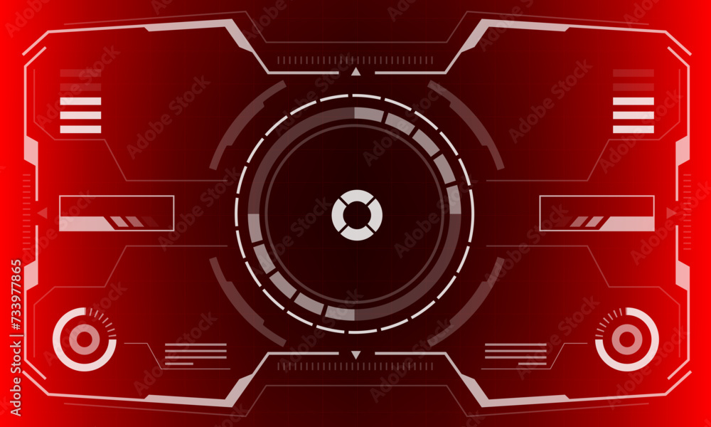 Obraz premium HUD sci-fi interface screen view white hexagon geometric design virtual reality futuristic technology creative display on red vector