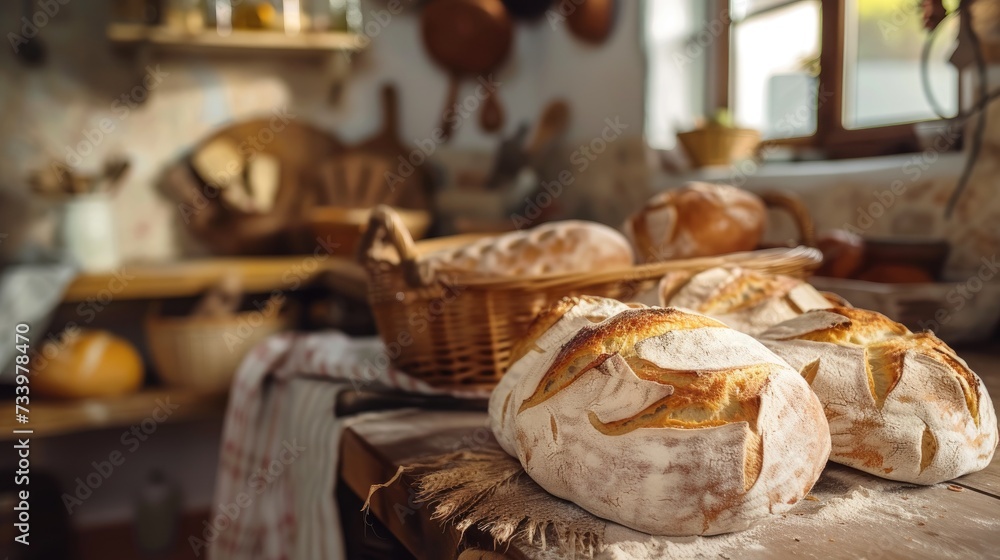Artisan bread baking in a rustic kitchen culinary craftsmanship