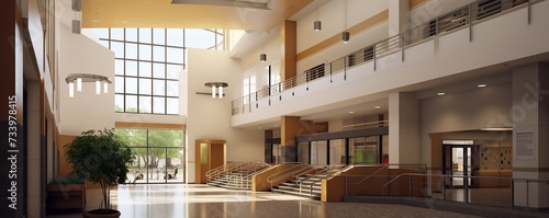 the school entrance hall and luxurious lobby