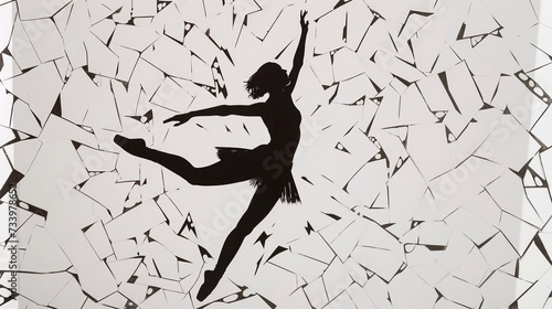 An elegant ballet dancer girl dancing on broken glass